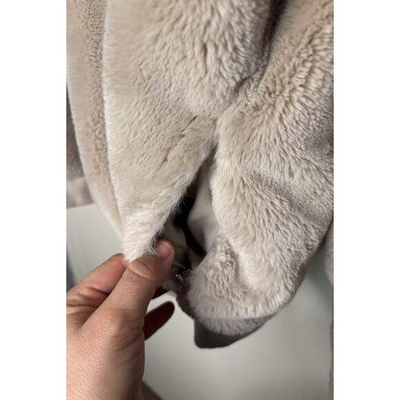 Athleta Faux Fur Jacket Ritual Size Large Cream Champagne Cotton Full Zip - Picture 8 of 14